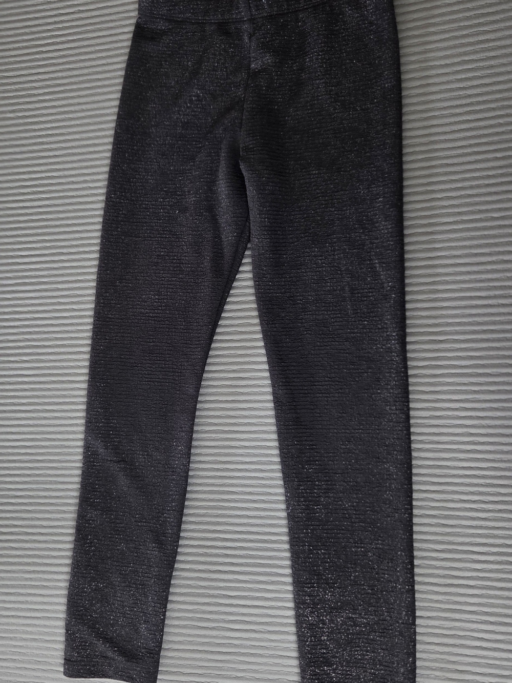 F&F Black Glitter Stretch Girls Leggings 7/8 Years